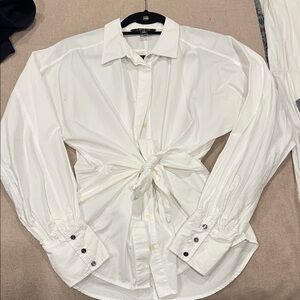 Ralph LaurenWhite Button-Up Tie Front shirt